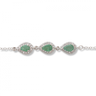 Сребърна гривна - Капка Естествен Изумруд 1,35 ct.